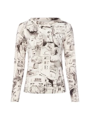 Marc Cain Damska koszulka z długim rękawem Kobiety Bawełna szary|biały wzorzysty,