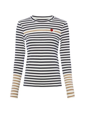 Marc Cain Damska koszulka z długim rękawem Kobiety Dżersej czarny|wielokolorowy w paski,