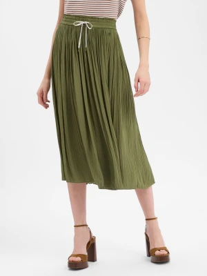 Marc Cain Damska spódnica plisowana Kobiety Sztuczne włókno zielony jednolity,
