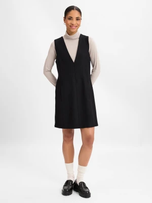 Marc Cain Damska sukienka z wełny dziewiczej Kobiety wełna ze strzyży czarny jednolity,