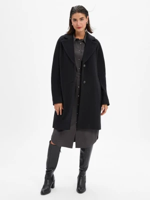 Marc Cain Damski płaszcz z alpaki Kobiety Wełna czarny jednolity,