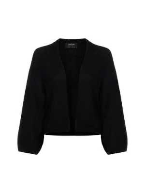 Marc Cain Damski płaszcz z dzianiny z zawartością wełny i alpaki Kobiety czarny jednolity,