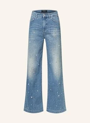Marc Cain Jeansy Wide Leg Warri Z Ozdobnymi Kamykami blau