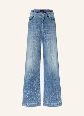 Marc Cain Jeansy Wide Leg Warri Z Ozdobnymi Kamykami blau