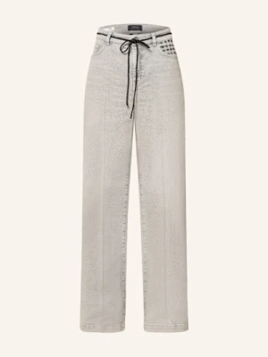 Marc Cain Jeansy Wide Leg Warri Z Ozdobnymi Kamykami grau