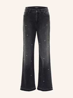 Marc Cain Jeansy Wide Leg Wigan Z Kamyczkami I Perełkami beige 900 black new