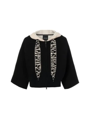 Marc Cain Kardigan damski Kobiety Sztuczne włókno czarny|beżowy jednolity,