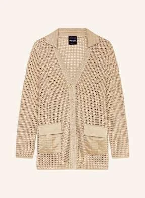 Marc Cain Kardigan Z Błyszczącą Przędzą beige