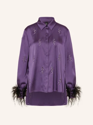 Marc Cain Bluzka Z Satyny Z Kamieniami Ozdobnymi lila