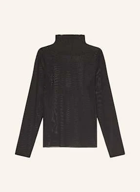 Marc Cain Koszulka Z Długim Rękawem Z Siateczki Z Ozdobnymi Kamykami schwarz