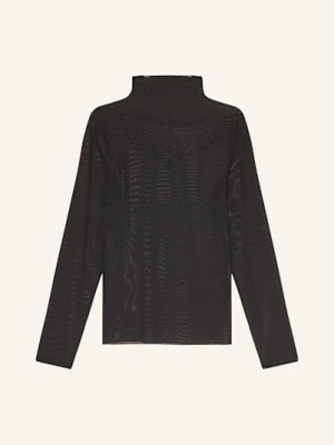 Marc Cain Koszulka Z Długim Rękawem Z Siateczki Z Ozdobnymi Kamykami schwarz