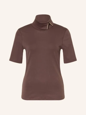 Marc Cain Koszulka Z Golfem I Ozdobnymi Koralikami braun 697 seal brown