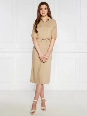 Marc Cain Lniana sukienka z paskiem