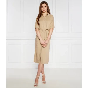 Marc Cain Lniana sukienka z paskiem