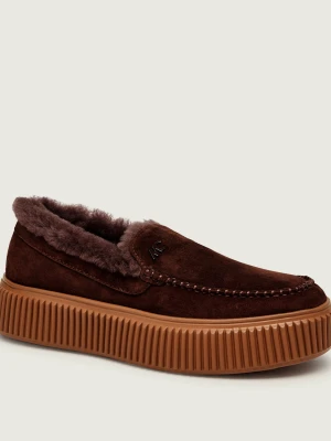 Marc Cain Ocieplane loafersy | zamsz | shearling brązowy