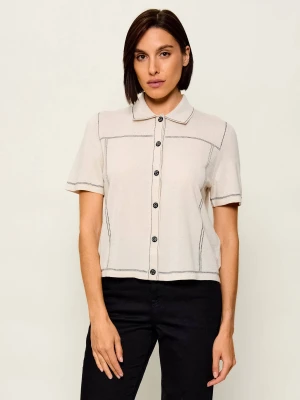 Marc Cain Polo | Regular Fit | z dodatkiem wełny i kaszmiru beżowy