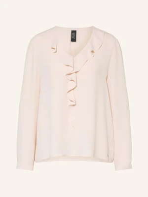 Marc Cain Satynowa Bluzka Z Falbanami beige