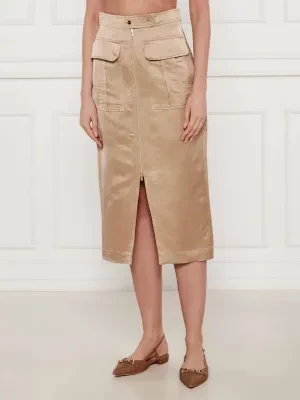 Marc Cain Satynowa spódnica | z dodatkiem lnu