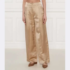 Zdjęcie produktu Marc Cain Satynowe spodnie WICHITA | flare fit | z dodatkiem lnu