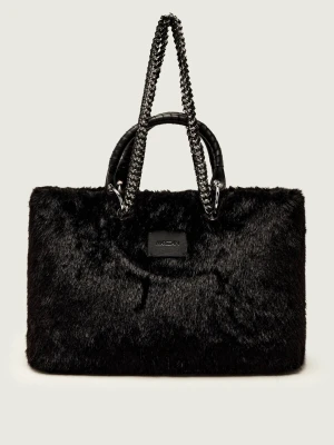 Marc Cain Shopperka | shearling czarny