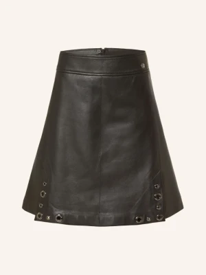Marc Cain Spódnica Skórzana Z Nitami schwarz 900 black new