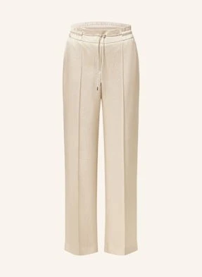 Marc Cain Spodnie Marlena Z Satyny Z Ozdobnymi Kamykami beige