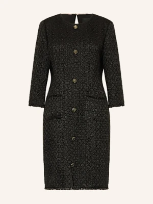 Marc Cain Sukienka Bouclé Z Błyszczącą Przędzą I Rękawami 3/4 schwarz