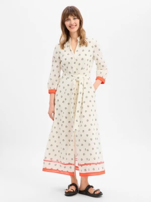 Marc Cain Sukienka damska Kobiety Bawełna (100%) biały|wielokolorowy,