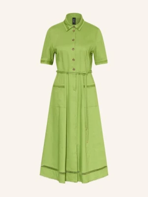 Marc Cain Sukienka Koszulowa Z Lnu I Koronki gruen