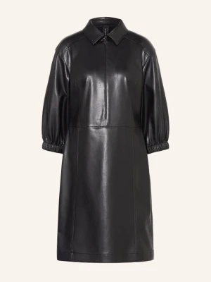 Marc Cain Sukienka O Wyglądzie Skóry Z Rękawami 3/4 schwarz 900 black new