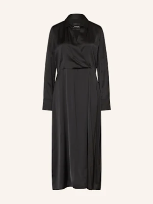 Marc Cain Sukienka Satynowa W Stylu Kopertowym schwarz