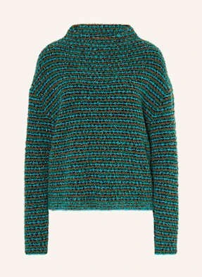 Marc Cain Sweter Z Bouclé Z Błyszczącą Przędzą gruen