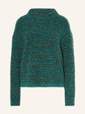 Marc Cain Sweter Z Bouclé Z Błyszczącą Przędzą gruen