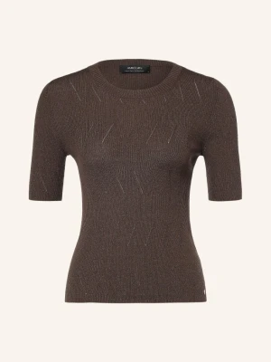 Marc Cain Sweter Z Dzianiny Z Brokatową Przędzą braun 697 seal brown
