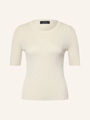 Marc Cain Sweter Z Dzianiny Z Brokatową Przędzą gelb 126 lamb`s wool