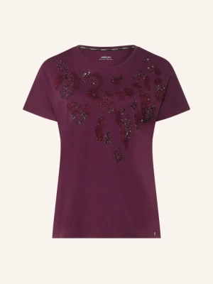 Marc Cain T-Shirt Z Cekinami I Kamieniami Ozdobnymi rot 296 winetasting