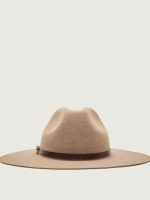 Marc Cain Wełniany kapelusz | z dodatkiem skóry