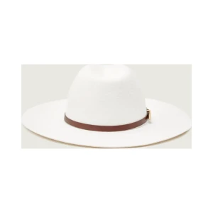 Marc Cain Wełniany kapelusz | z dodatkiem skóry