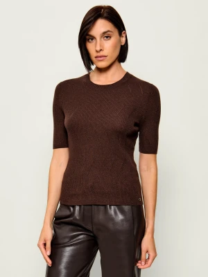 Marc Cain Wełniany sweter | Slim Fit brązowy