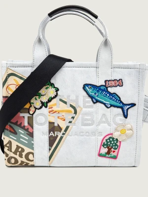 Marc Jacobs Jeansowa shopperka The Camp Patchwork Denim Medium Tote Bag błękitny