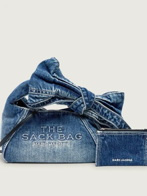 Marc Jacobs Jeansowa torebka na ramię + saszetka The Bow Denim Mini Sack Bag niebieski