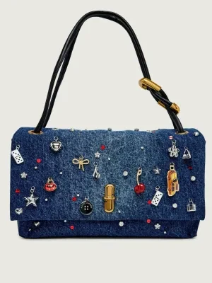 Marc Jacobs Jeansowa torebka na ramię The Trinket Charm Denim Large Dual Bag
