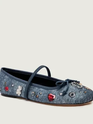 Marc Jacobs Jeansowe baleriny THE SABRINA | z dodatkiem skóry