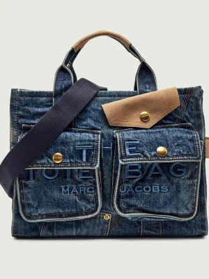 Marc Jacobs Jeansowy kuferek The Denim Suede Large Cargo Tote Bag | zamsz