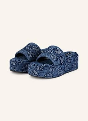 Marc Jacobs Klapki Na Platformie The Puffy Daisy Denim Platform Sandal blau