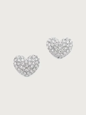 MARC JACOBS kolczyki damskie mosiężne PAVE BALLOON HEART srebrny
