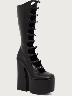 MARC JACOBS kozaki na słupku damskie skórzane THE KIKI KNEE HIGH BOOT czarny