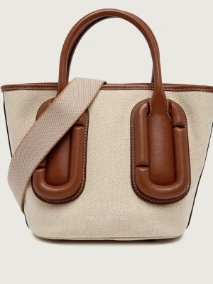 Marc Jacobs Kuferek Babe Small Tote In Canvas | z dodatkiem skóry beżowy
