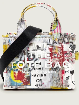 Marc Jacobs Kuferek The Pop Americana Canvas Small Tote Bag biały