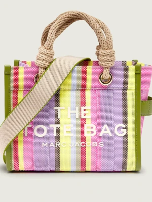 Marc Jacobs Kuferek The Stripe Mesh Small Tote Bag | z dodatkiem skóry